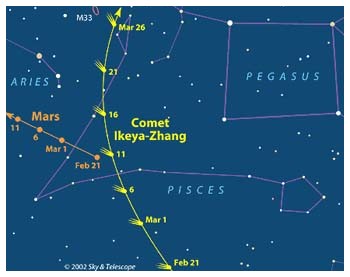 nuova cometa in arrivo - Ikeya Zhangmap